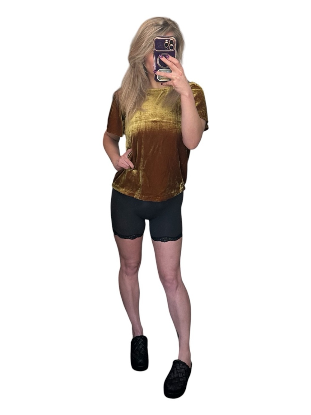 LOFT Velvet Burnout Short Sleeve Blouse - Copper Tone Size XS - Picture 6 of 6